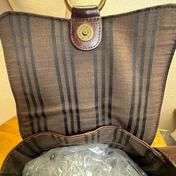 RARE Frye Studded Leather Crossbody Messenger Flap Bag Dark Brown - Picture 10 of 15